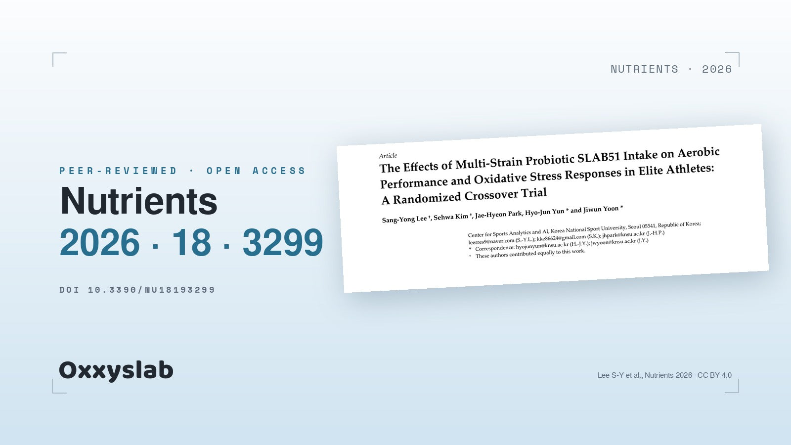 Cover: bibliographic details of the scientific article on SLAB51 published in Nutrients in 2026